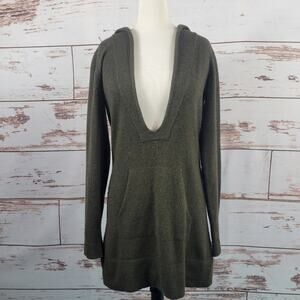 Vince Cashmere Hoodie Tunic Green Size Medium - FLAW